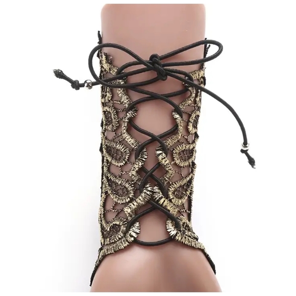 5/25 black Gold steampunk Rhinestone Gothic Glove: a touch of Steampunk Style - Picture 5 of 7